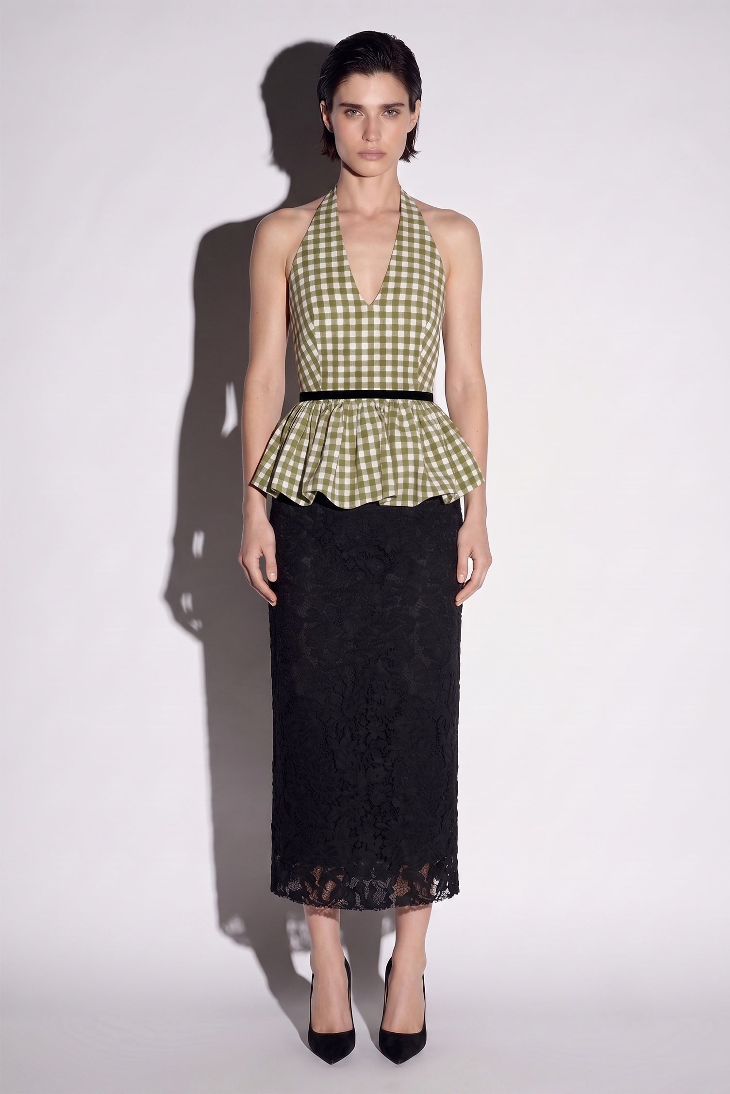 HALTER YAKA PÖTİKARELI PEPLUM ÜST