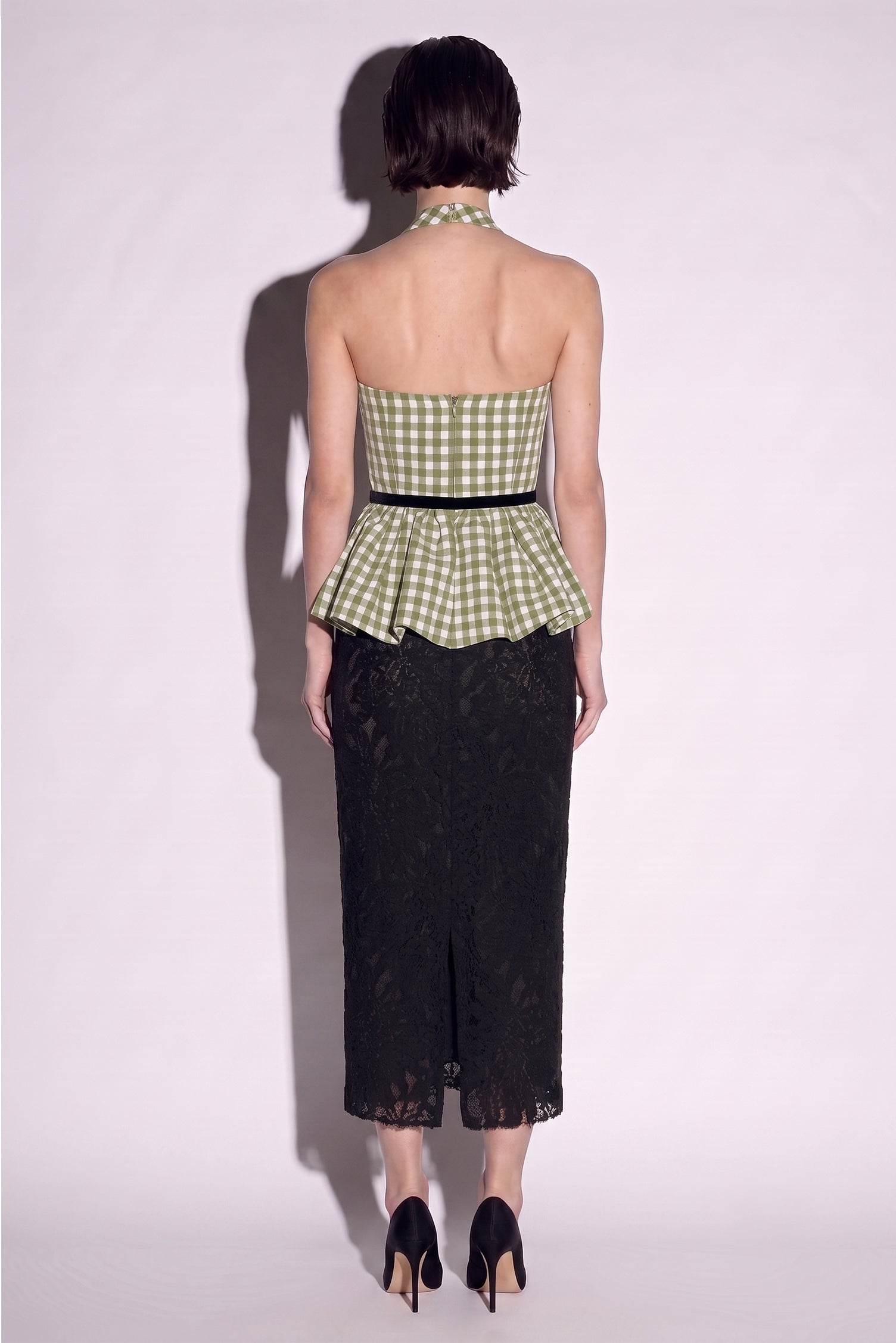 HALTER YAKA PÖTİKARELI PEPLUM ÜST