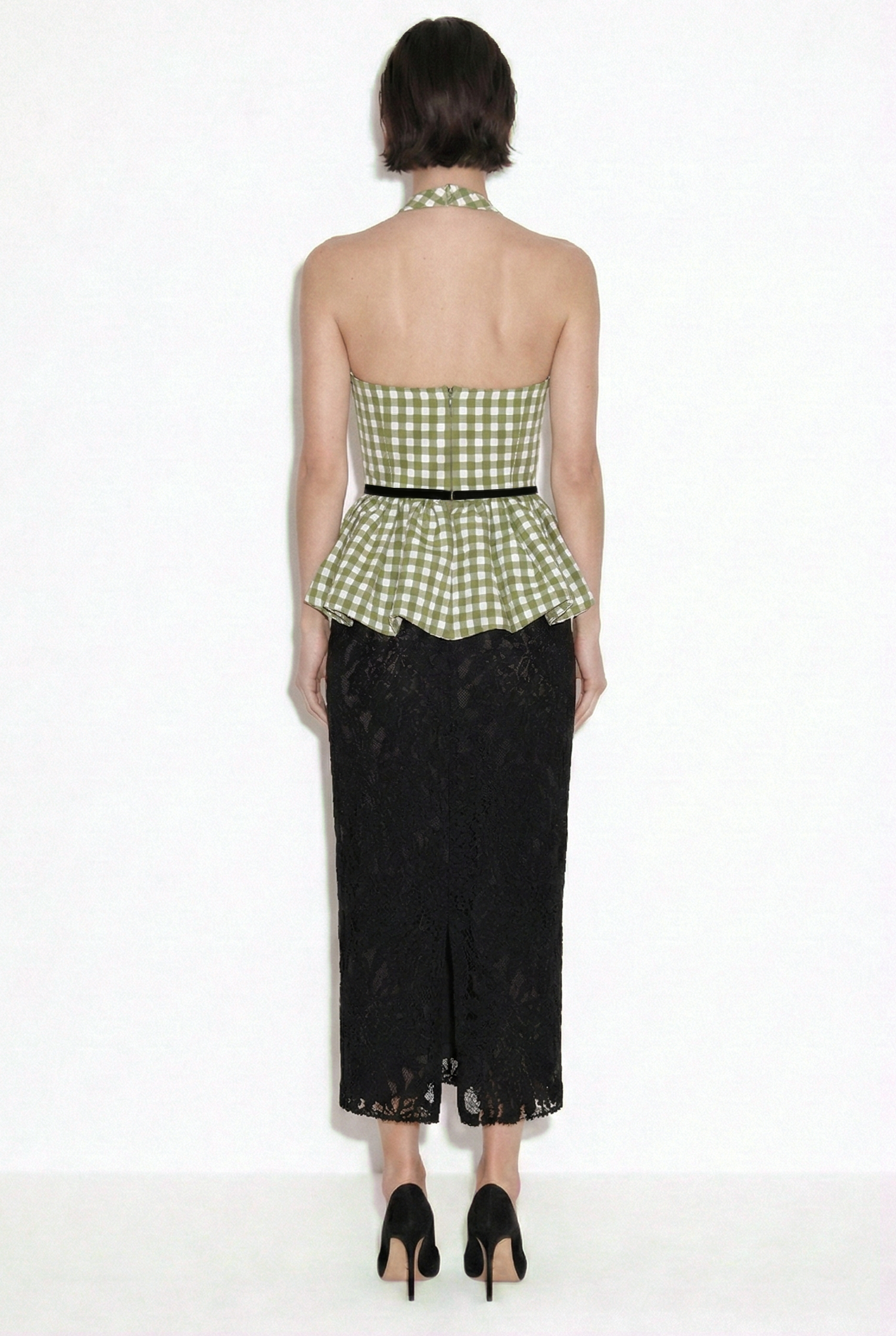 HALTER YAKA PÖTİKARELI PEPLUM ÜST