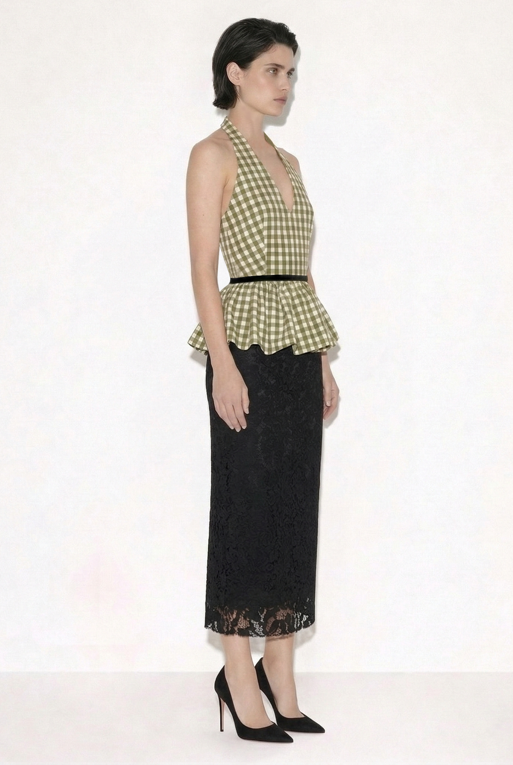 HALTER YAKA PÖTİKARELI PEPLUM ÜST