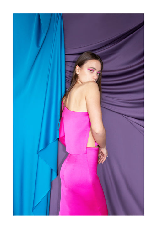 Anita tek omuzlu saten bluz