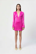 Zania V neck satin mini dress